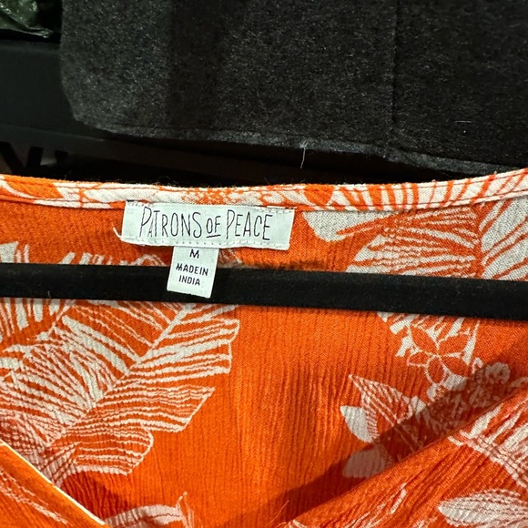Patrons of Peace Orange and White Floral Blouse - Picture 2 of 3
